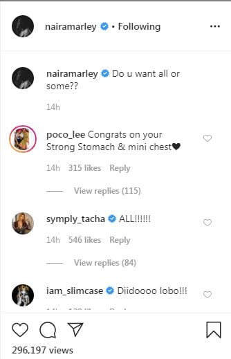 Tach Flirts with Naira Marley on Instagram