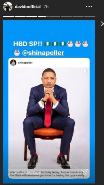 Davido Sends Birthday Shout out to Quilox Boss Shina Peller