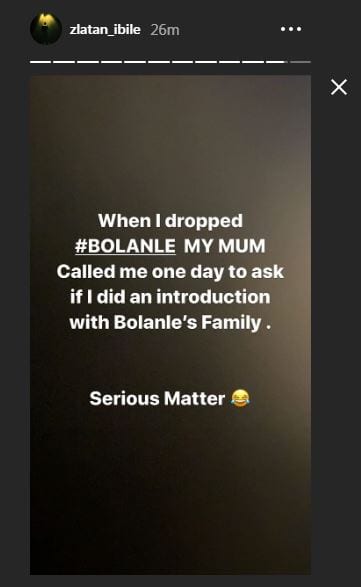 Zlatan Narrates How His Mum Reacted After He Dropped Bolanle