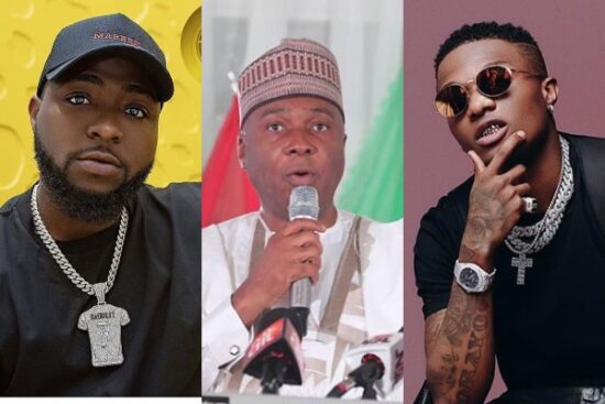 Bukola Saraki reacts as fan asks him to choose between Wizkid and Davido