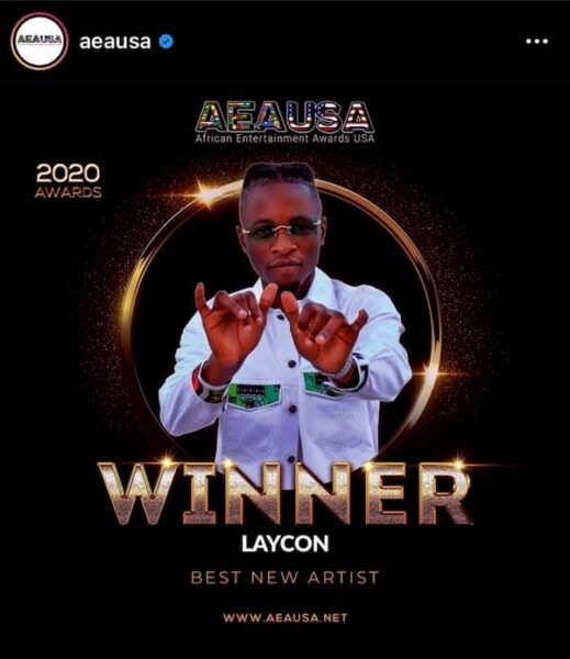 Laycon Wins Best New Artist at AEAUSA2020