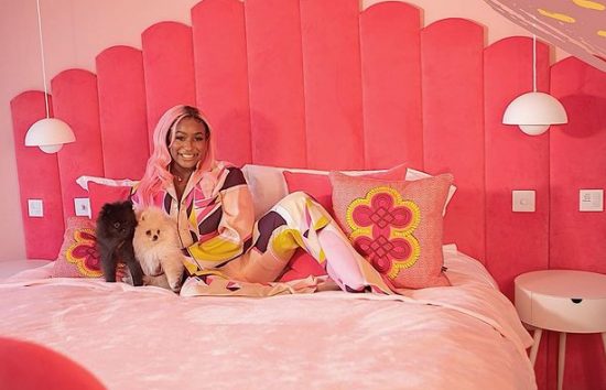 DJ Cuppy and her dogs pay a visit to her father