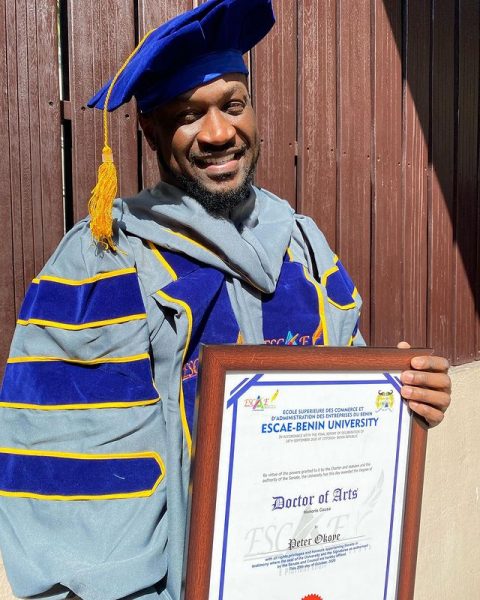 Peter Okoye aka Mr. P Bags Doctorate Degree