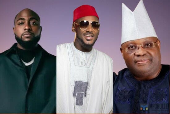 Davido reacts to 2Baba meeting his uncle, Sen Ademola ahead of Osun Governorship election