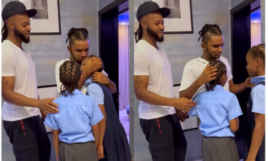 Video Flavour, his 3 daughters visit adopted son, Semah to celebrate his 17th birthday