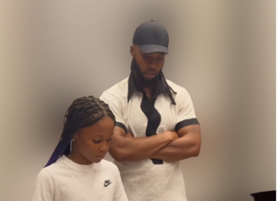 Heart warming moment Flavour watches daughter, Gabrielle play the keyboard