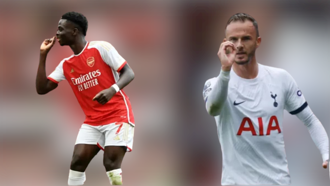 Maddison takes jibe at Saka after the Arsenal star copied his darts celebration